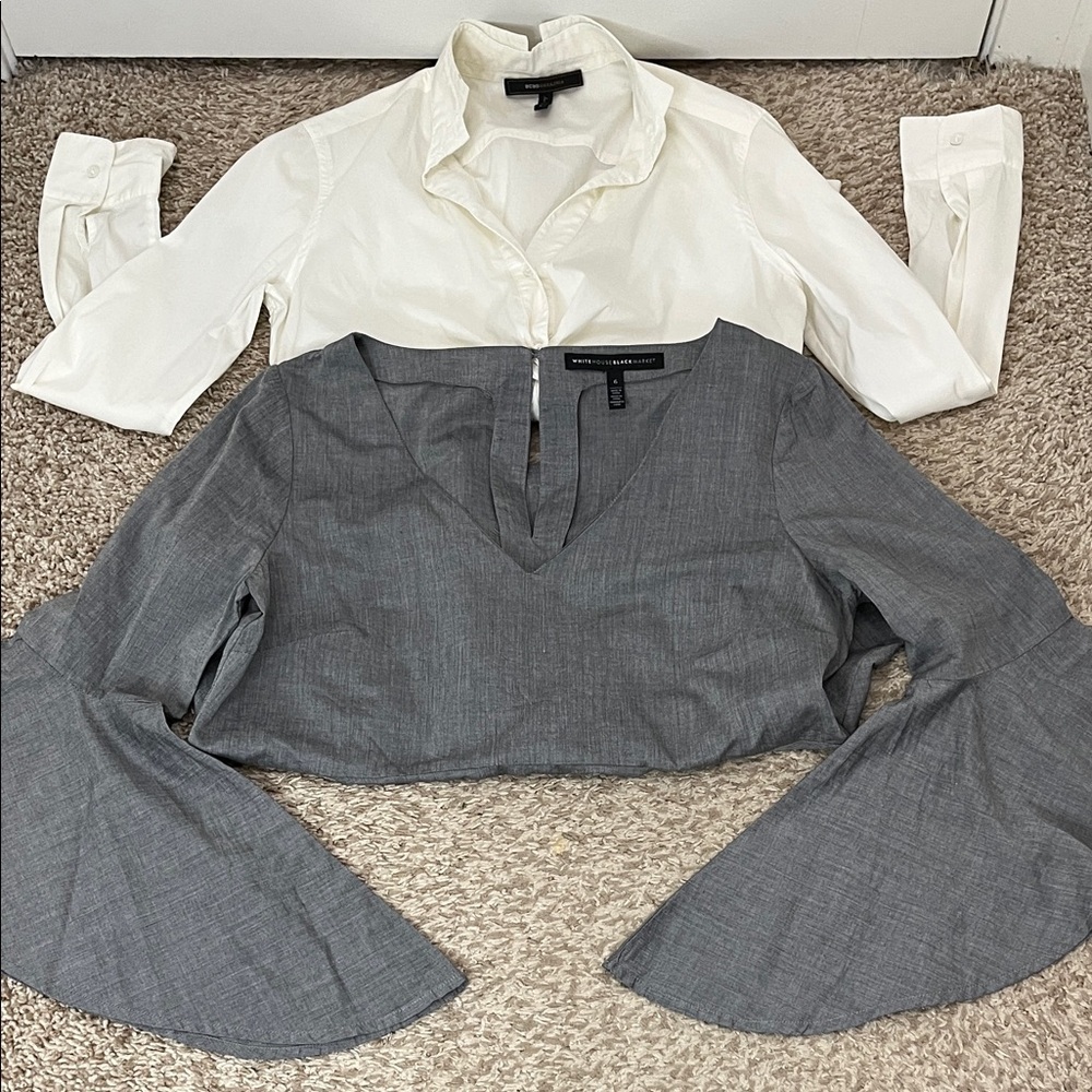 Business Casual Cotton Long Sleeve Blouse Bundle - Size Small